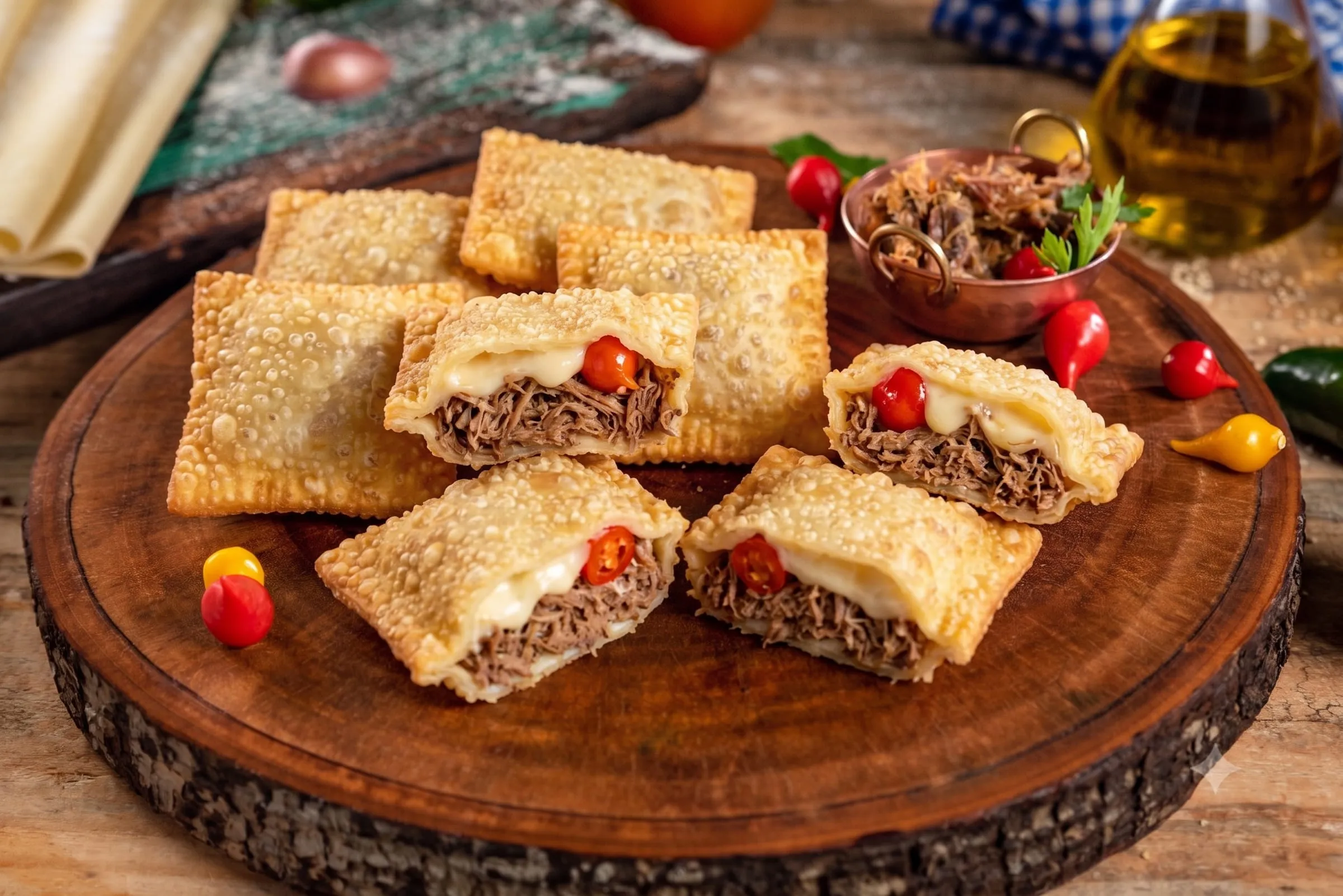 Mini pastéis Carne Seca fritos